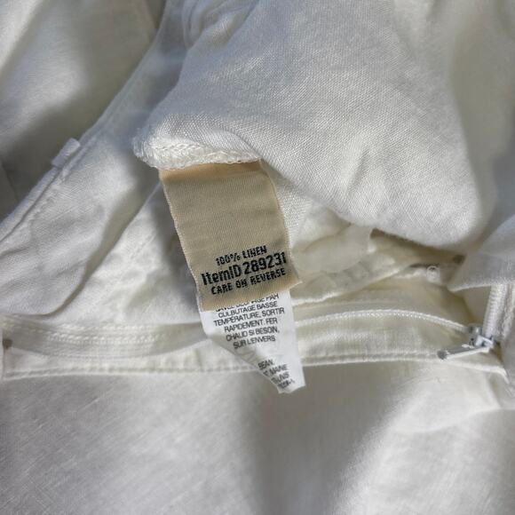 L.L. Bean Womens Linen Pants 18 Classic Cropped White Beachy Coastal Lagenlook - Picture 4 of 7